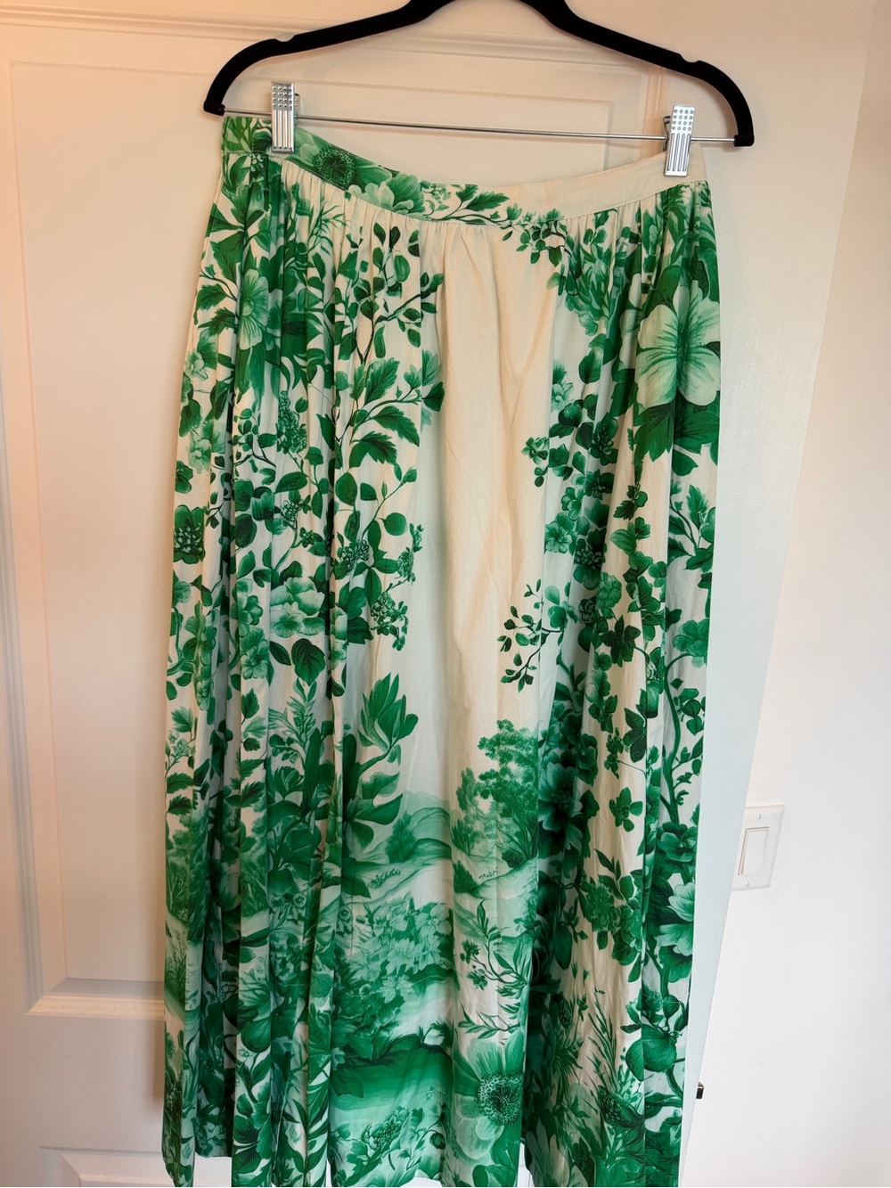 Maeve Green and Cream Botanical Maxi Skirt